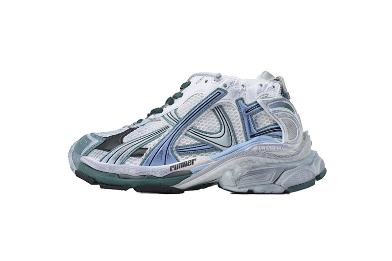 【EA0LJ】翡翠绿-20 巴黎世家7.5代减震运动跑步鞋 772774 W3RMU 0623 Balenciaga Runner Sneaker 'White Green Blue'