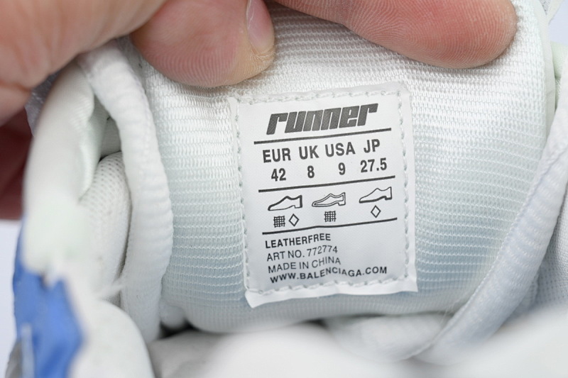 【EA0LJ】白黑兰-3 巴黎世家7.5代减震运动跑步鞋 772774 W3RNY 4912 Balenciaga Runner Sneaker 'Worn-Out - Blue Grey'