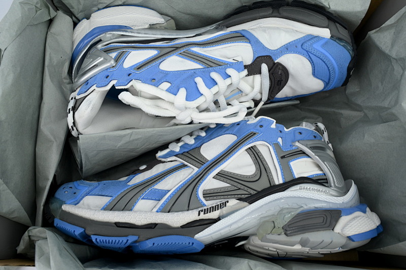 【EA0LJ】白黑兰-3 巴黎世家7.5代减震运动跑步鞋 772774 W3RNY 4912 Balenciaga Runner Sneaker 'Worn-Out - Blue Grey'