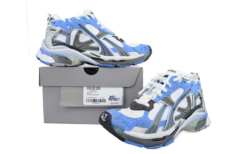 【EA0LJ】白黑兰-3 巴黎世家7.5代减震运动跑步鞋 772774 W3RNY 4912 Balenciaga Runner Sneaker 'Worn-Out - Blue Grey'