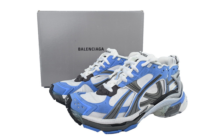 【EA0LJ】白黑兰-3 巴黎世家7.5代减震运动跑步鞋 772774 W3RNY 4912 Balenciaga Runner Sneaker 'Worn-Out - Blue Grey'