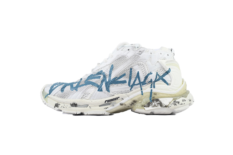 【EA0LJ】白蓝涂鸦-22 巴黎世家7.5代减震运动跑步鞋 772774 W3RBQ 9040 Balenciaga Runner Sneaker 'Graffiti - White Blue'