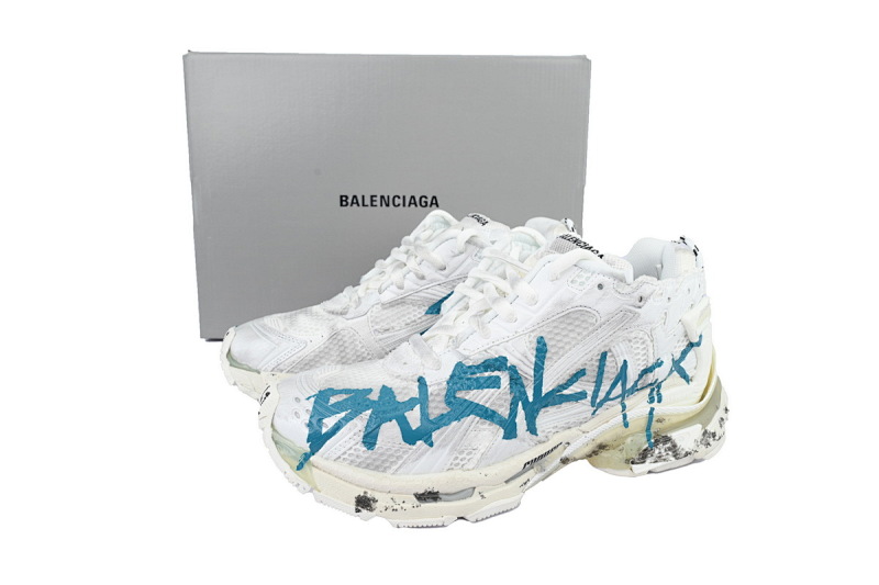 【EA0LJ】白蓝涂鸦-22 巴黎世家7.5代减震运动跑步鞋 772774 W3RBQ 9040 Balenciaga Runner Sneaker 'Graffiti - White Blue'