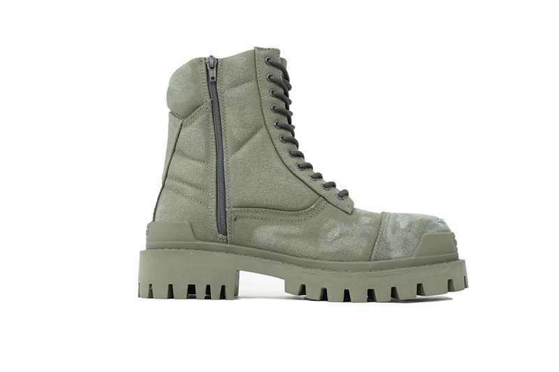 【EA7ET】军绿 巴黎世家 厚底马丁靴休闲军靴德比靴鞋 Balenciaga Strike Military Green