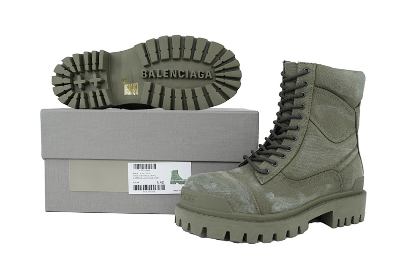 【EA7ET】军绿 巴黎世家 厚底马丁靴休闲军靴德比靴鞋 Balenciaga Strike Military Green