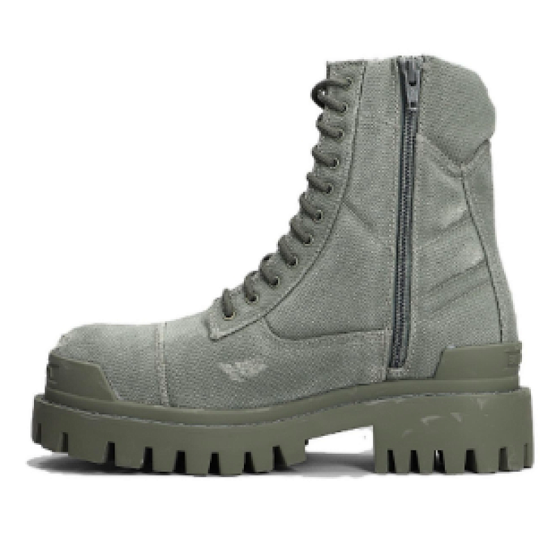 【EA7ET】军绿 巴黎世家 厚底马丁靴休闲军靴德比靴鞋 Balenciaga Strike Military Green