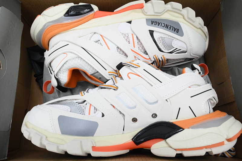 【DA0P7】白桔红有灯 巴黎3代灯鞋 Balenciaga Track Sneaker White Orange