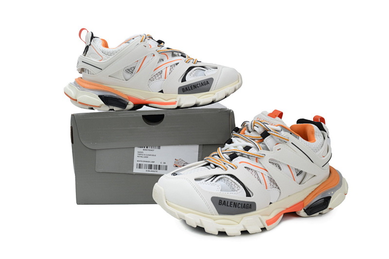 【DA0P7】白桔红有灯 巴黎3代灯鞋 Balenciaga Track Sneaker White Orange