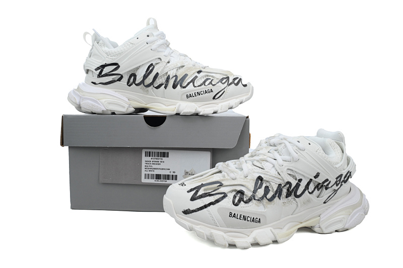 【DA0LJ】黑字涂鸦-116 巴黎3代时尚复古低帮跑鞋 542436 WTRHW 9010 Balenciaga Track Sneaker 'Black Graffiti'