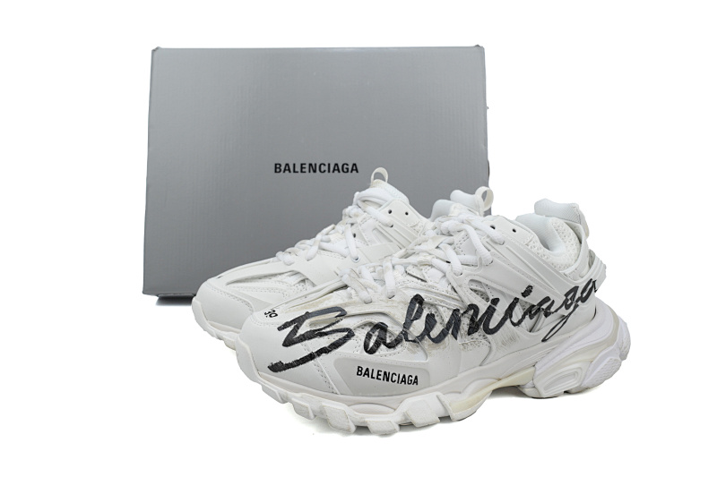 【DA0LJ】黑字涂鸦-116 巴黎3代时尚复古低帮跑鞋 542436 WTRHW 9010 Balenciaga Track Sneaker 'Black Graffiti'