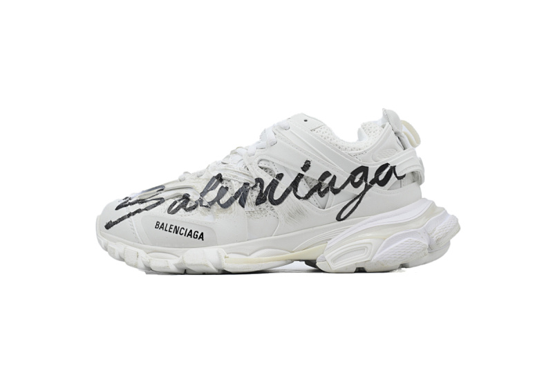 【DA0LJ】黑字涂鸦-116 巴黎3代时尚复古低帮跑鞋 542436 WTRHW 9010 Balenciaga Track Sneaker 'Black Graffiti'