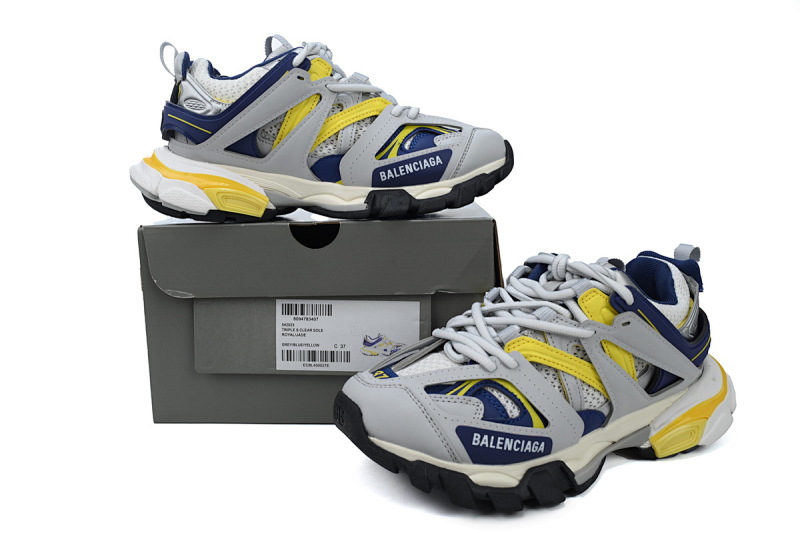 【DA0P7】灰黄蓝 巴黎3代时尚复古低帮跑鞋 Balenciaga Track Sneaker Grey Yellow Blue
