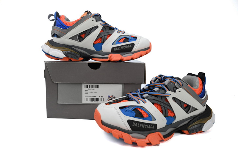 【DA0P7】白蓝橘 巴黎3代时尚复古低帮跑鞋 Balenciaga Track Sneaker White Blue Orange