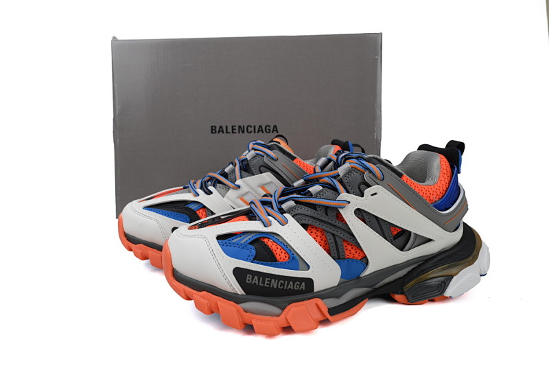 【DA0P7】白蓝橘 巴黎3代时尚复古低帮跑鞋 Balenciaga Track Sneaker White Blue Orange