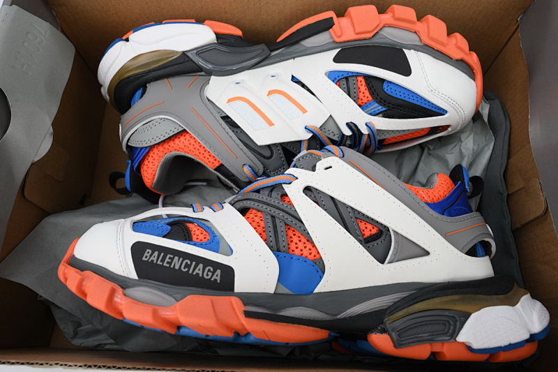 【DA0P7】白蓝橘 巴黎3代时尚复古低帮跑鞋 Balenciaga Track Sneaker White Blue Orange