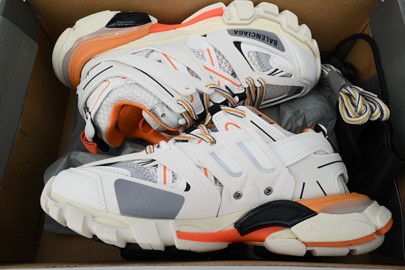【DA0P7】白橘 巴黎3代时尚复古低帮跑鞋 Balenciaga Track Sneaker White Orange