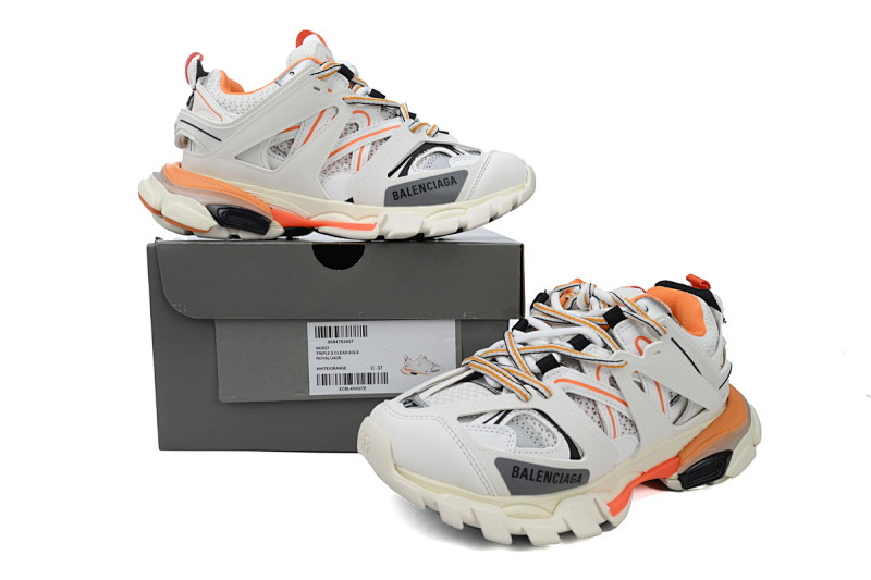 【DA0P7】白橘 巴黎3代时尚复古低帮跑鞋 Balenciaga Track Sneaker White Orange
