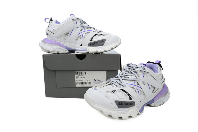 【DA0P7】白紫 巴黎3代时尚复古低帮跑鞋 Balenciaga Track Sneaker White Purple