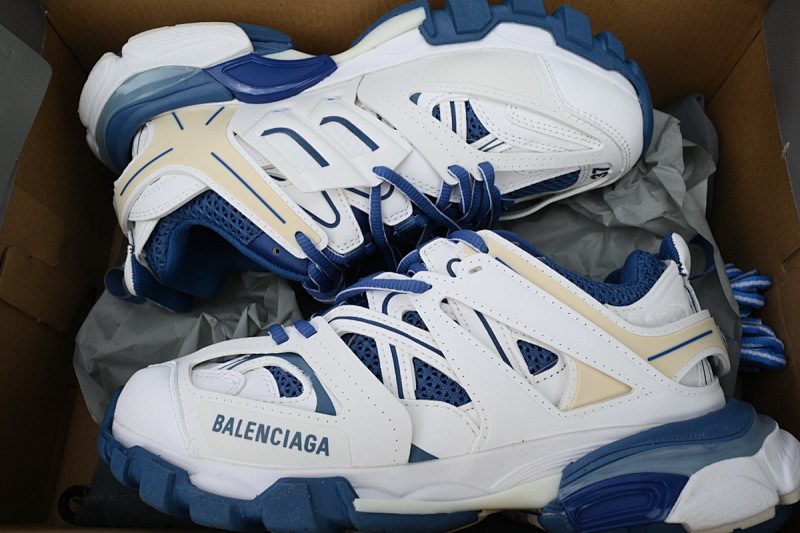 【DA0P7】白蓝 巴黎3代时尚复古低帮跑鞋 Balenciaga Track Sneaker White Blue