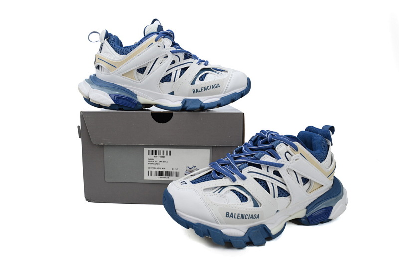 【DA0P7】白蓝 巴黎3代时尚复古低帮跑鞋 Balenciaga Track Sneaker White Blue