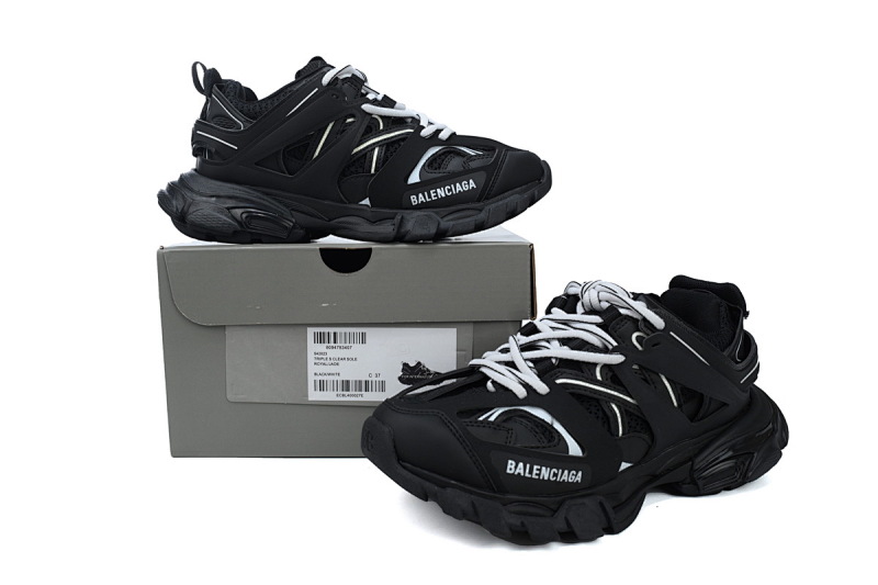 【DA0P7】黑白 巴黎3代时尚复古低帮跑鞋 Balenciaga Track Sneaker Black and White