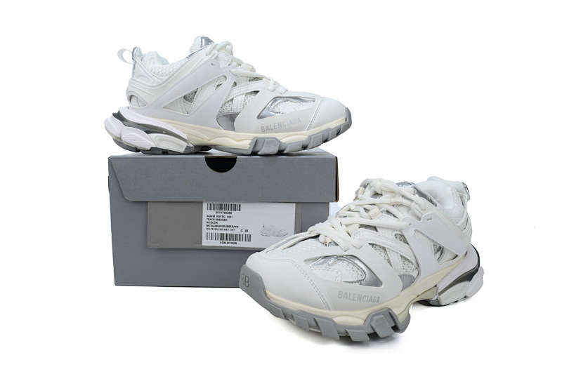 【DA0P7】白灰银 巴黎3代时尚复古低帮跑鞋 542436 W2FSC 9081 Balenciaga Track Sneaker White Grey Silver
