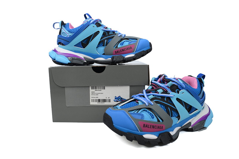 【DA0P7】灰宝蓝 巴黎3代时尚复古低帮跑鞋 Balenciaga Track Sneaker Grey Blue