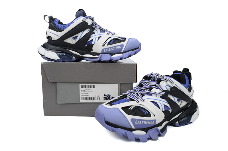 【DA0P7】白黑紫 巴黎3代时尚复古低帮跑鞋 Balenciaga Track Sneaker White Black Purple