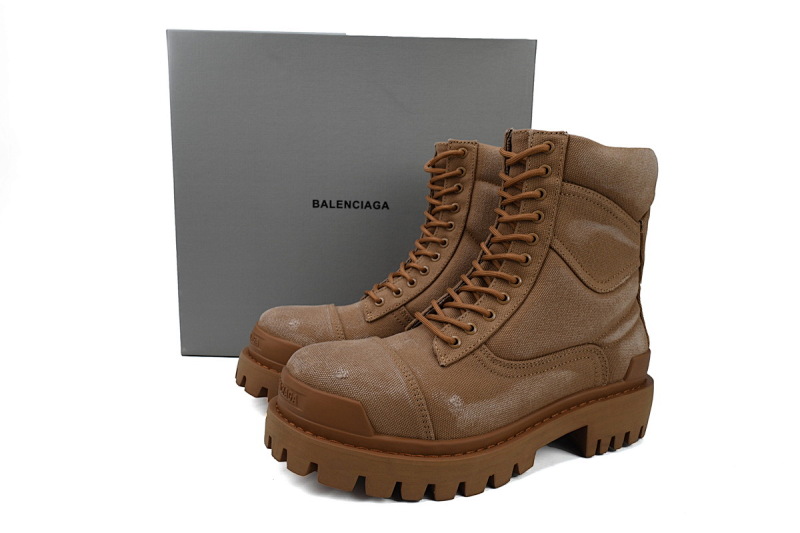 【EA7ET】棕色 巴黎世家 厚底马丁靴休闲军靴德比靴鞋 Balenciaga Strike Brown