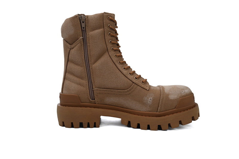 【EA7ET】棕色 巴黎世家 厚底马丁靴休闲军靴德比靴鞋 Balenciaga Strike Brown