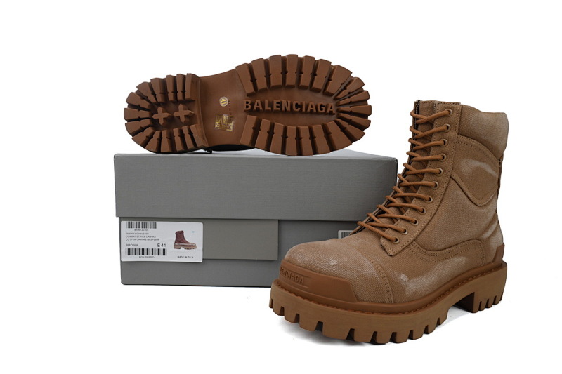【EA7ET】棕色 巴黎世家 厚底马丁靴休闲军靴德比靴鞋 Balenciaga Strike Brown