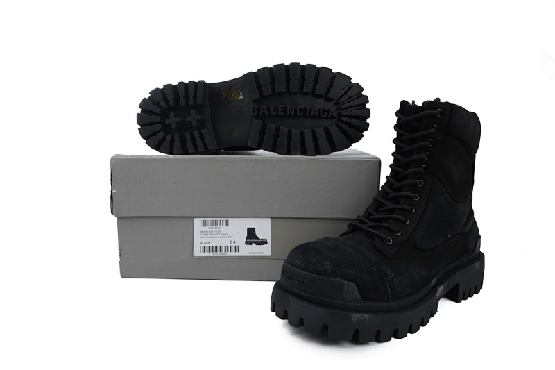 【EA7ET】黑色 巴黎世家 厚底马丁靴休闲军靴德比靴鞋 Balenciaga Strike Black