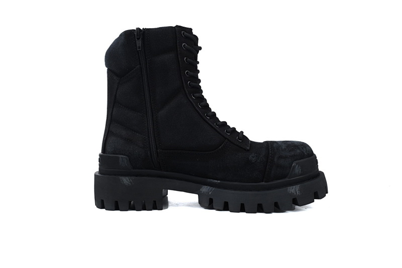 【EA7ET】黑色 巴黎世家 厚底马丁靴休闲军靴德比靴鞋 Balenciaga Strike Black