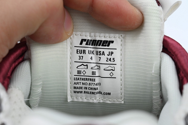 【CA1P7】白酒红 巴黎世家7代减震运动跑步鞋 677403 W3RB3 9069 Balenciaga Runner White Wine Red
