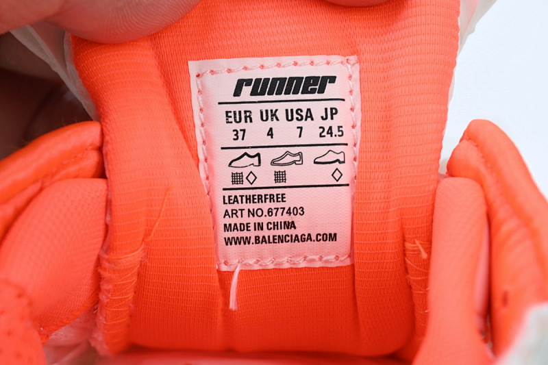 【CA1P7】白橙 巴黎世家7代减震运动跑步鞋 677403 W3RBM 2013 Balenciaga Runner Sneaker 'Eggshell Neon Orange'