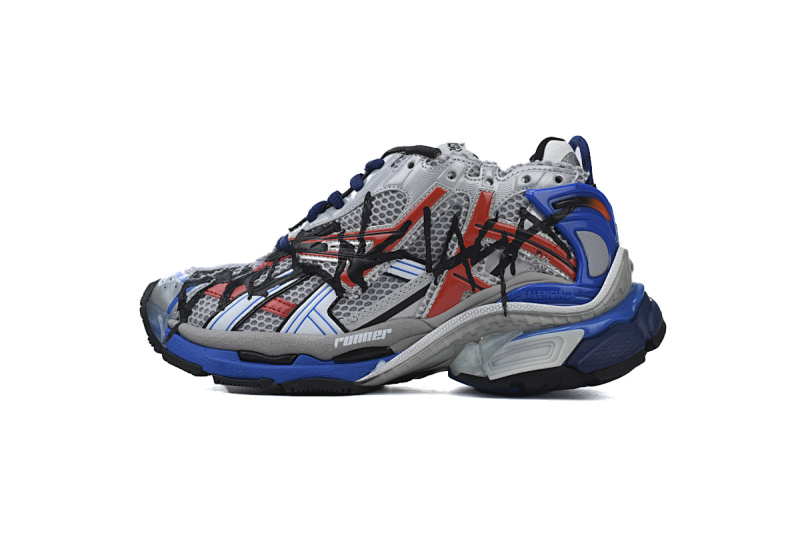 【CA1P7】白蓝印花 巴黎世家7代减震运动跑步鞋 677402 W3RB6 1264 Balenciaga Runner White And Blue Printing