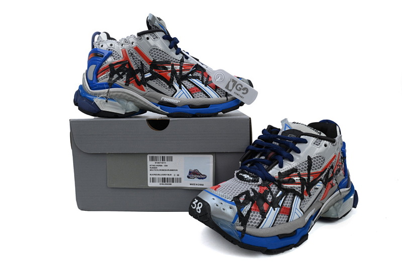【CA1P7】白蓝印花 巴黎世家7代减震运动跑步鞋 677402 W3RB6 1264 Balenciaga Runner White And Blue Printing