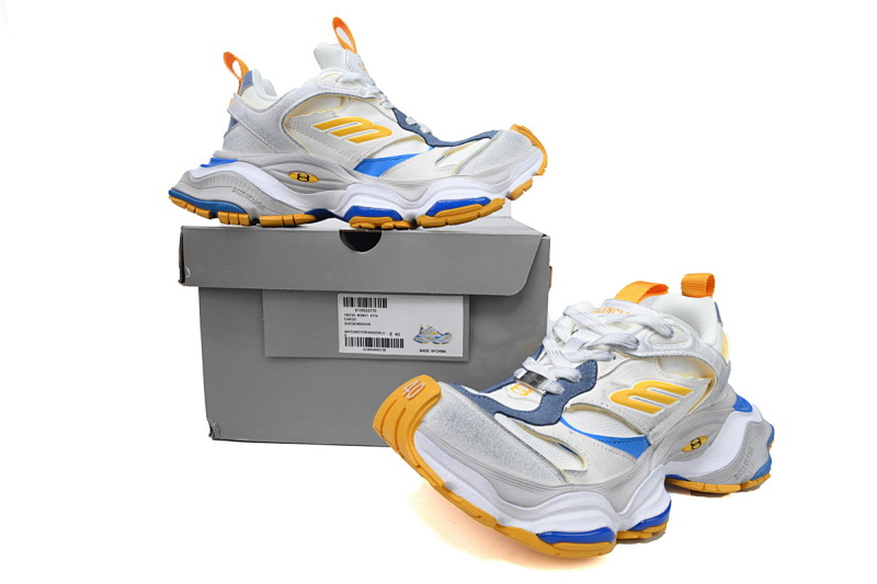 【DA5LJ】白蓝黄-15 纯原版巴黎世家 网布 圆头系带低帮 785754 W2MV1 9174 Balenciaga White Blue Yellow