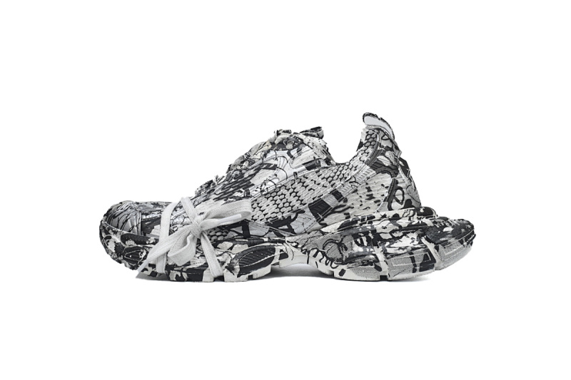 【CA5AH】涂鸦黑白纹 巴黎10代跑鞋 734734 W2RG3 9010 Balenciaga Black and White
