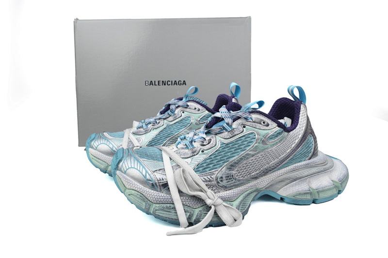 【DA0LJ】白银蓝-29 巴黎10代做旧 户外概念跑鞋734734 W3XL5 4095 Balenciaga White Silver Blue
