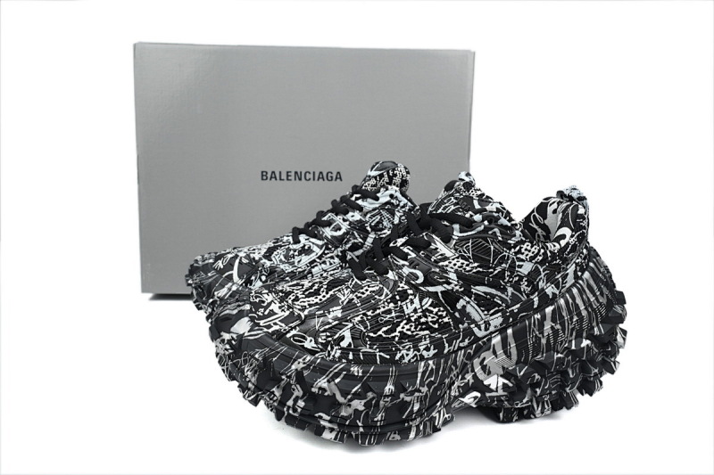 【EA0LJ】黑涂鸦-16 巴黎轮胎鞋 685611 W2RG1 9015 Balenciaga Defender Graffiti