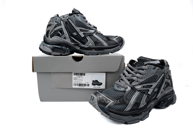 【EA5LJ】全黑灰-37 巴黎世家7代减震运动跑步鞋 677402 W3RBR 1515 Balenciaga Runner All Black Gray