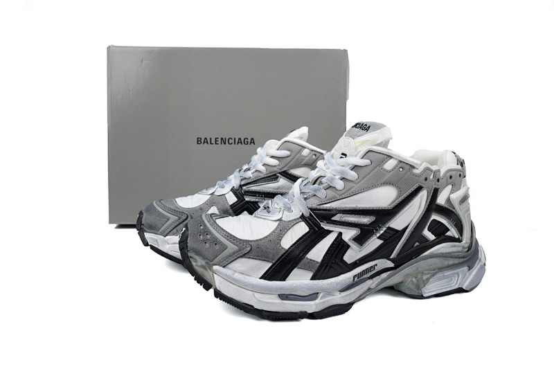 【EA5LJ】白黑灰-43 巴黎世家7代减震运动跑步鞋 677402 W3RB2 9012 Balenciaga Runner White Black Gray