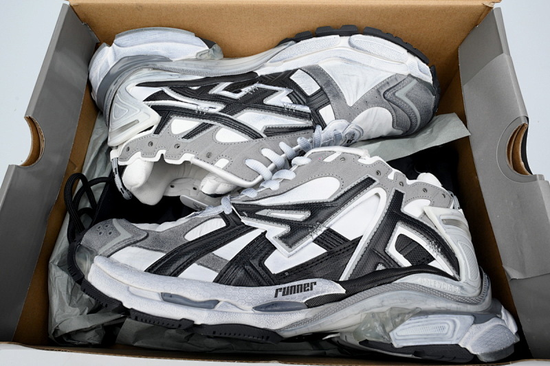 【EA5LJ】白黑灰-43 巴黎世家7代减震运动跑步鞋 677402 W3RB2 9012 Balenciaga Runner White Black Gray