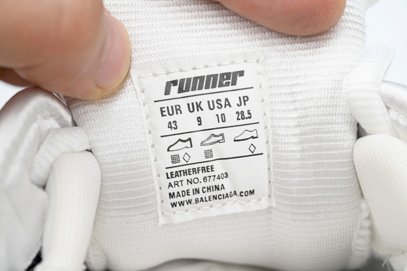 【EA5LJ】白黑灰-43 巴黎世家7代减震运动跑步鞋 677402 W3RB2 9012 Balenciaga Runner White Black Gray
