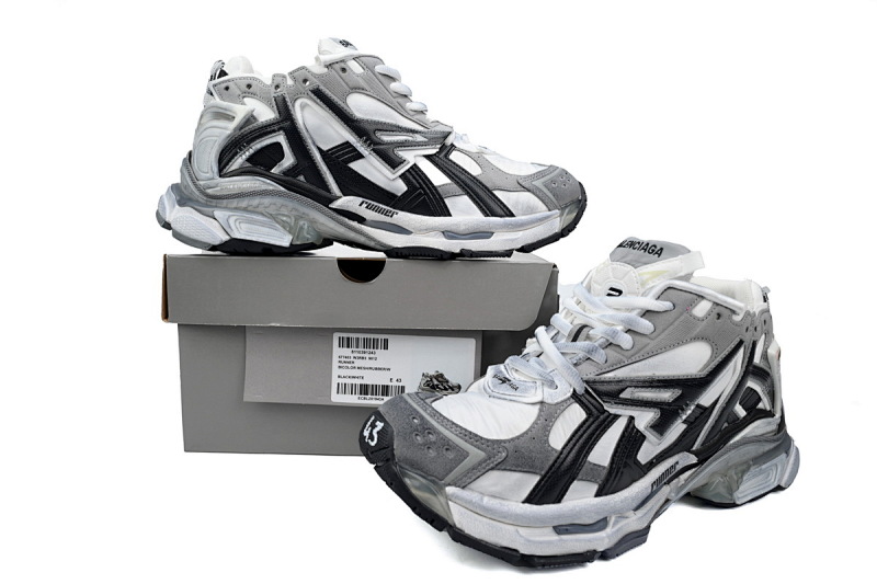 【EA5LJ】白黑灰-43 巴黎世家7代减震运动跑步鞋 677402 W3RB2 9012 Balenciaga Runner White Black Gray