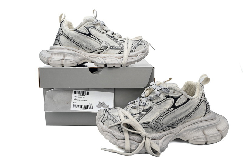 【DA0LJ】帆布白-36 巴黎10代跑鞋 734731 W3XDC 2002 Balenciaga Luminous Blue Canvas White