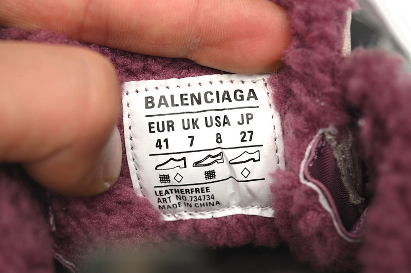 【DA5AH】紫色冰绒 巴黎3XL冰爪 加绒版 户外概念跑鞋 734734 W3XL2 1269 Balenciaga Purple Ice Velvet