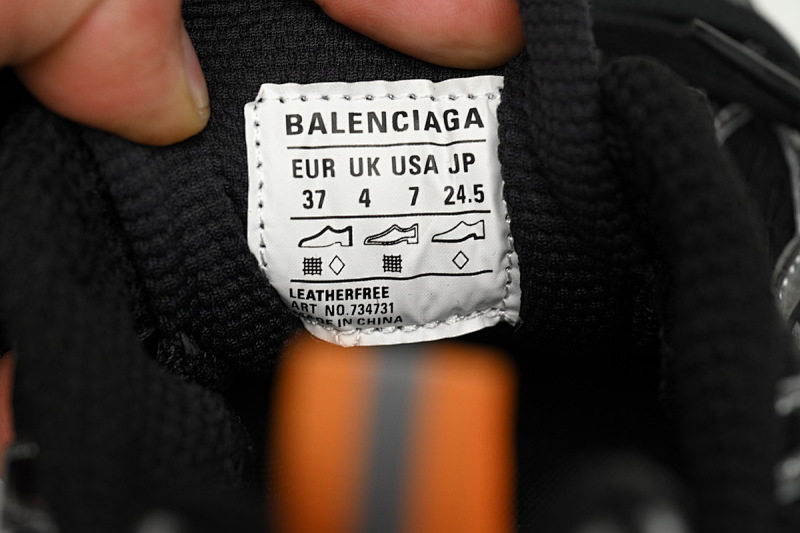 【CA5AH】  黑橙 巴黎10代做旧 户外概念跑鞋 734734 W3XL3 1178 Balenciaga Black Orange