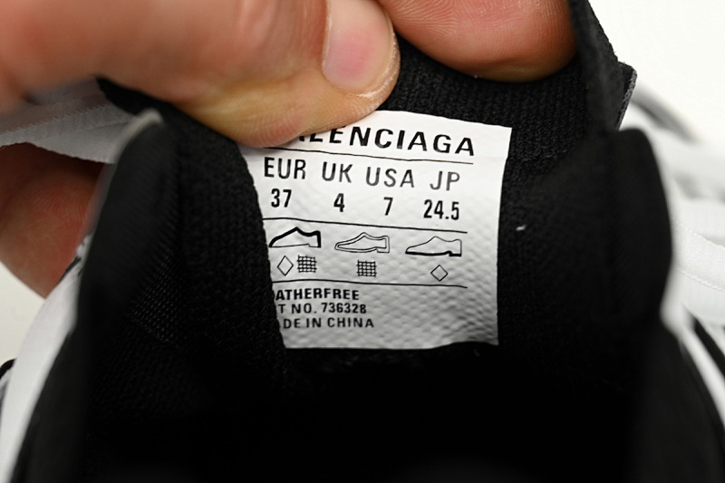 【DA0LJ】白黑-109 纯原版本巴黎世家三代 袜套鞋 736328 W3SKC 9010 Balenciaga Tess S.Black Rice White and Black